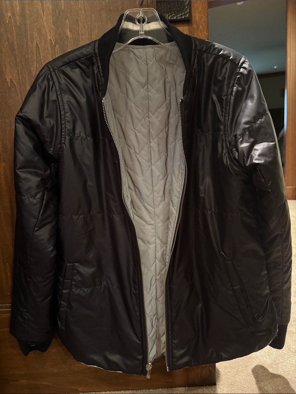 Reversible Black/Silver Women's Quilted-Lined Bomber Jacket